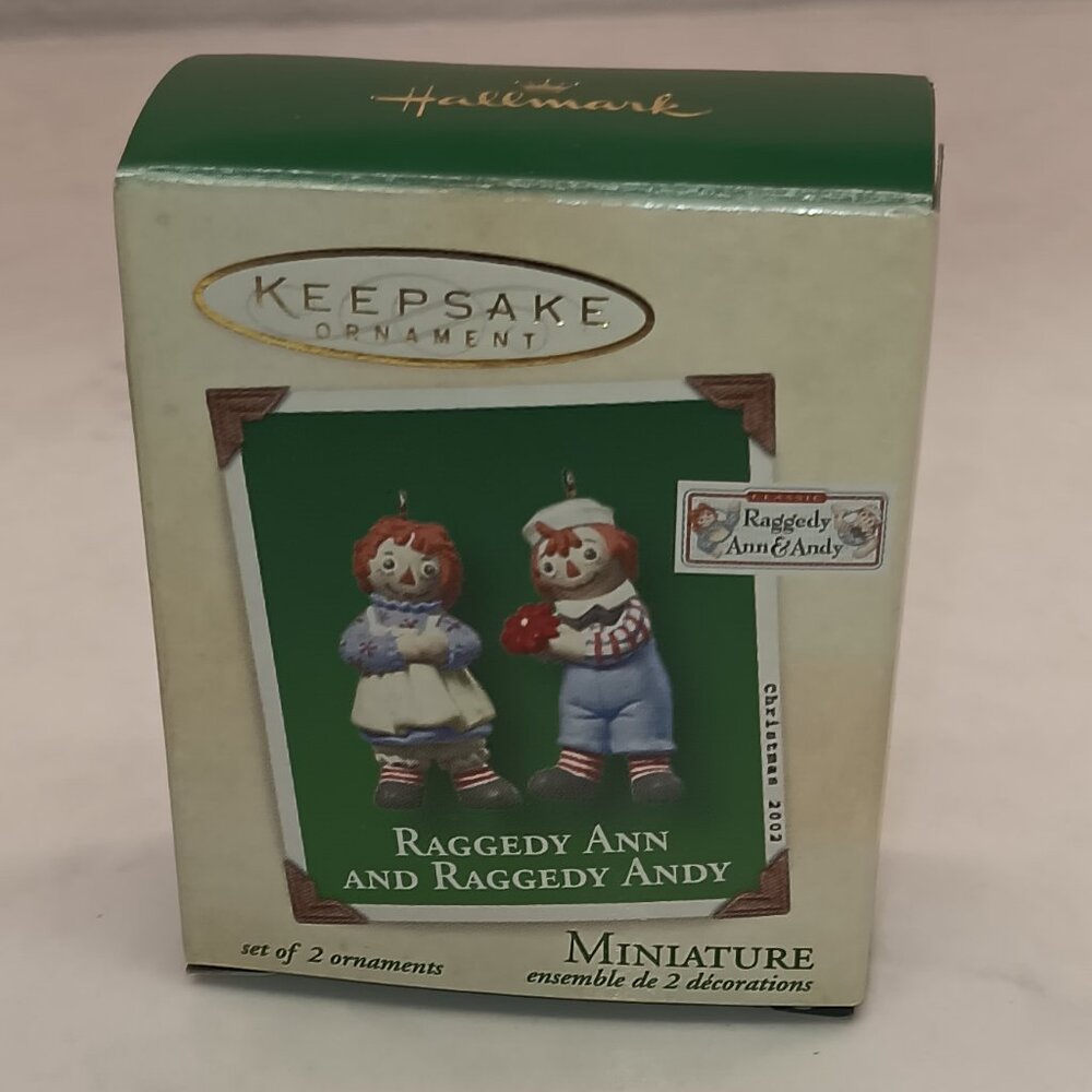 Raggedy Ann and Raggedy Andy Miniture Ornaments
